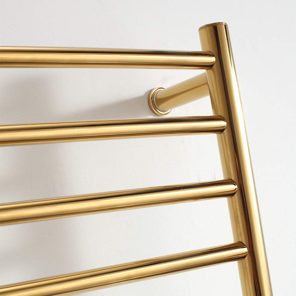 Premium 304 Stainless Steel Electric Heated Towel Rail - Gold Polished Wall Mounted Towel Warmer with Built-in Thermostat (43.3