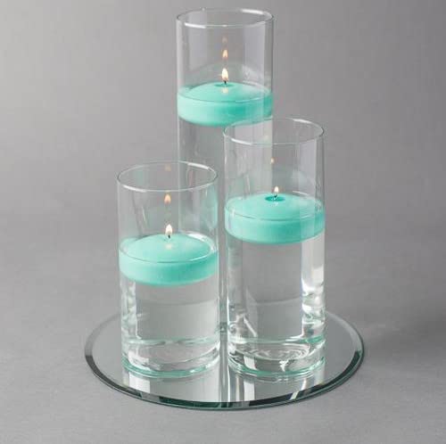 48-Piece Eastland Round Mirror & Cylinder Vase Centerpiece Set with Richland Floating Candles - 16