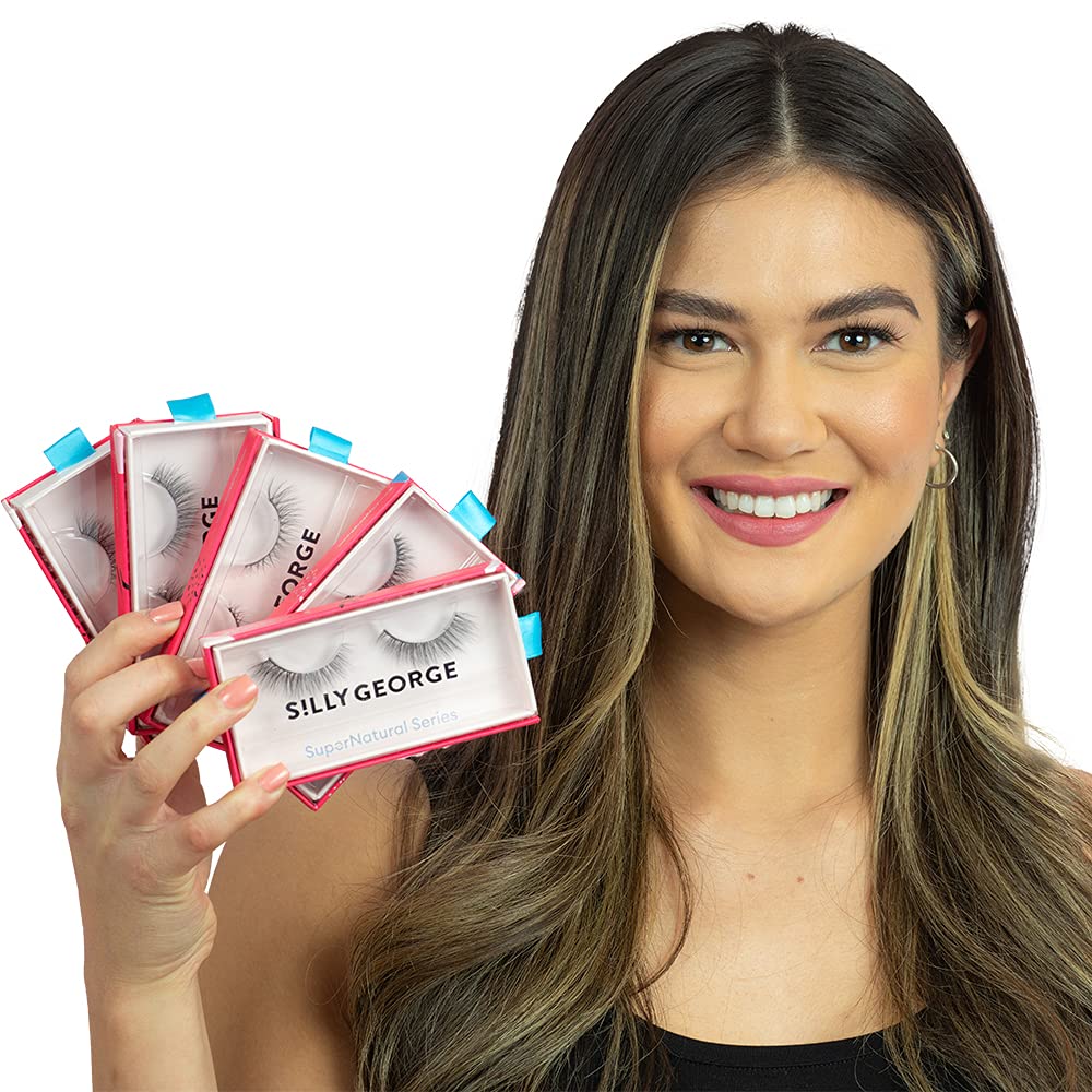Silly George SuperNatural False Eyelashes - Clear Flexible Band for Natural Look, Comfortable & Lightweight (Nova) | Perfect for Daily Wear, Parties & Special Occasions