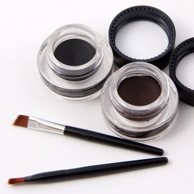 Creamy Matte Black & Brown Gel Eyeliner - Waterproof Smudge-Proof Long Lasting Eye Makeup for Dramatic & Natural Looks - Perfect for Daytime Office Wear & Nighttime Party Makeup