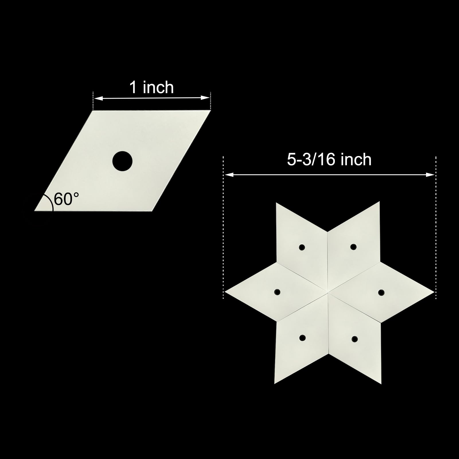 300pcs 1 Inch Diamond 60 Degrees Paper Piecing Templates for Quilting, DIY Sewing & Craft Projects - Perfect for English Paper Piecing, Hexagon Quilts and Patchwork Designs