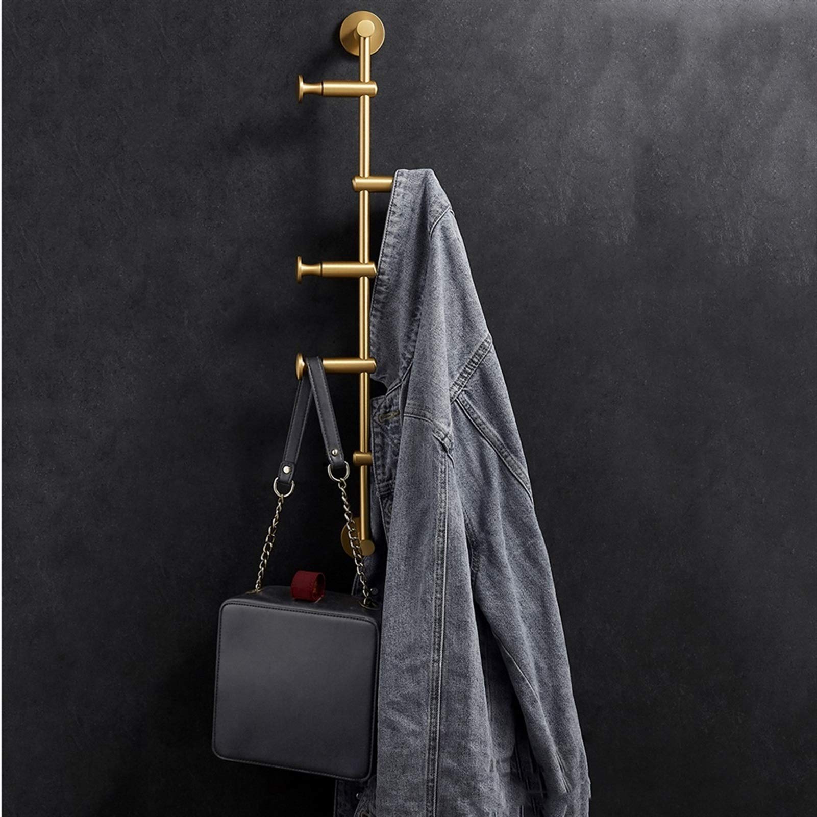 Premium Rotatable Brass Coat Rack - Wall Mounted Light Luxury Clothes Hook for Bedroom & Living Room | Space-Saving Entryway Organizer for Hats, Coats & Jackets (Perfect for Small Apartments & Modern Home Decor)