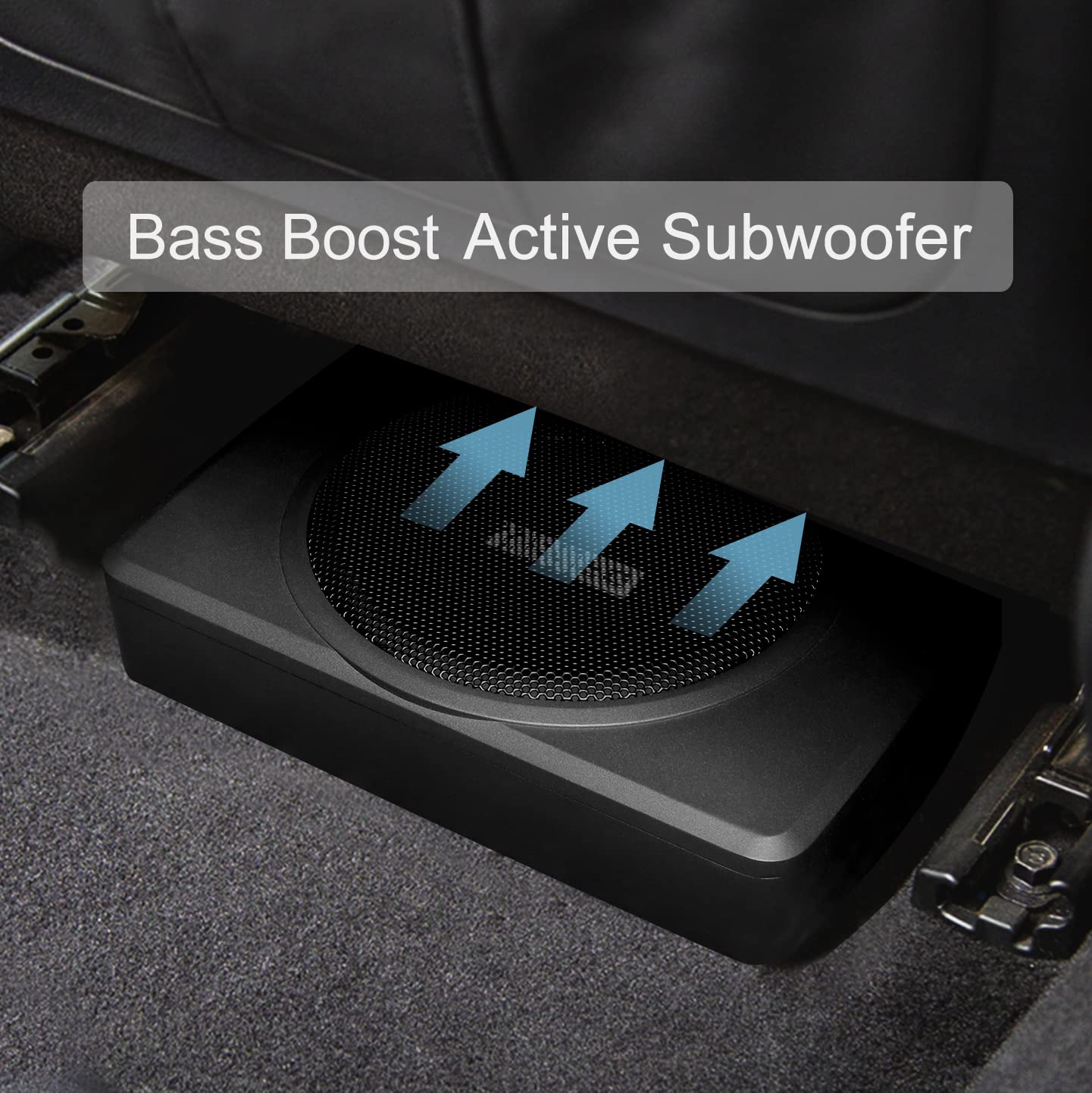 CB08 8 Inch Slim Under Seat Car Subwoofer - 600W Powered Active Sub with Built-in Amplifier | Black Aluminum & Green LED Design | Perfect for Trucks, SUVs & Compact Cars | Enhanced Bass for Road Trips & Daily Commutes