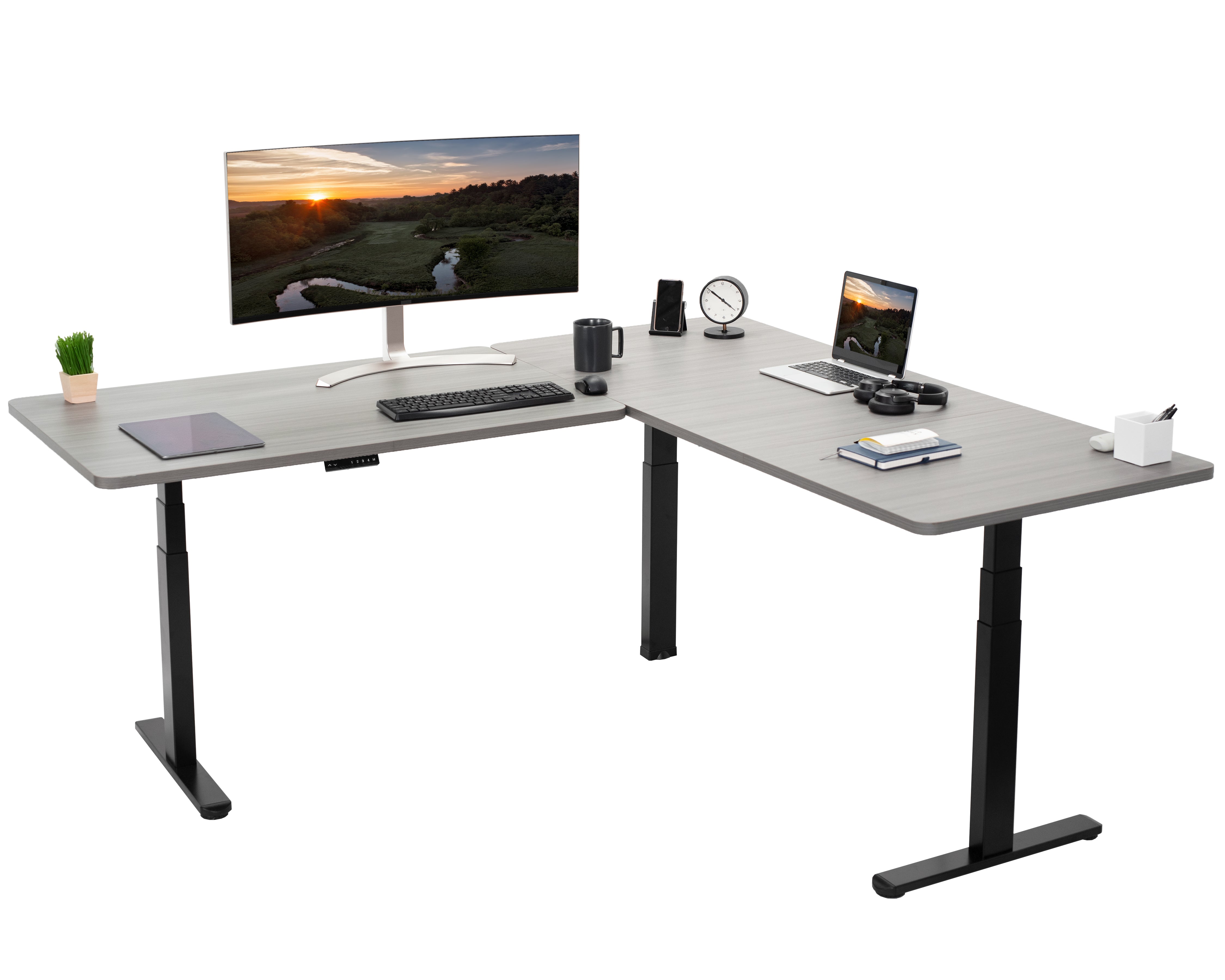 3E Series Triple Motor Electric Standing Desk - Adjustable Height Corner Workstation for Home & Office - Perfect for Ergonomic Workspaces, Gaming Setups & Small Spaces