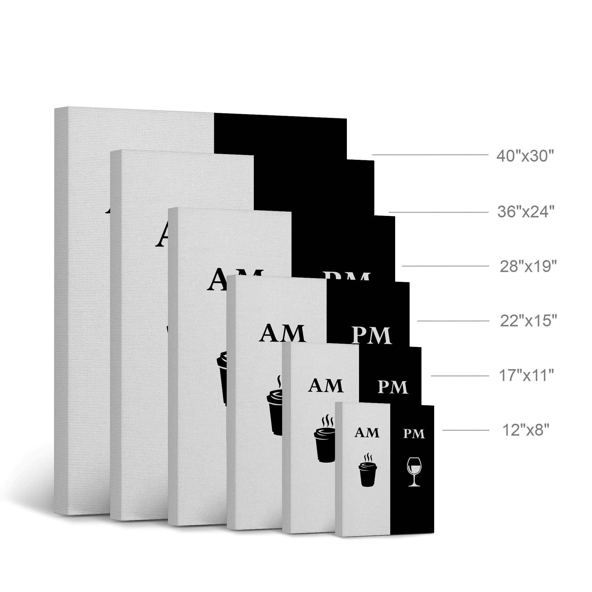 AM & PM Black and White Coffee and Wine Canvas Wall Art Print – Inspirational Kitchen Decor, Farmhouse Style, Perfect for Restaurants, Coffee Shops, Offices & Dining Rooms (40x30 Inches) – Ideal Gift for Coffee Lovers & Home Decor Enthusiasts