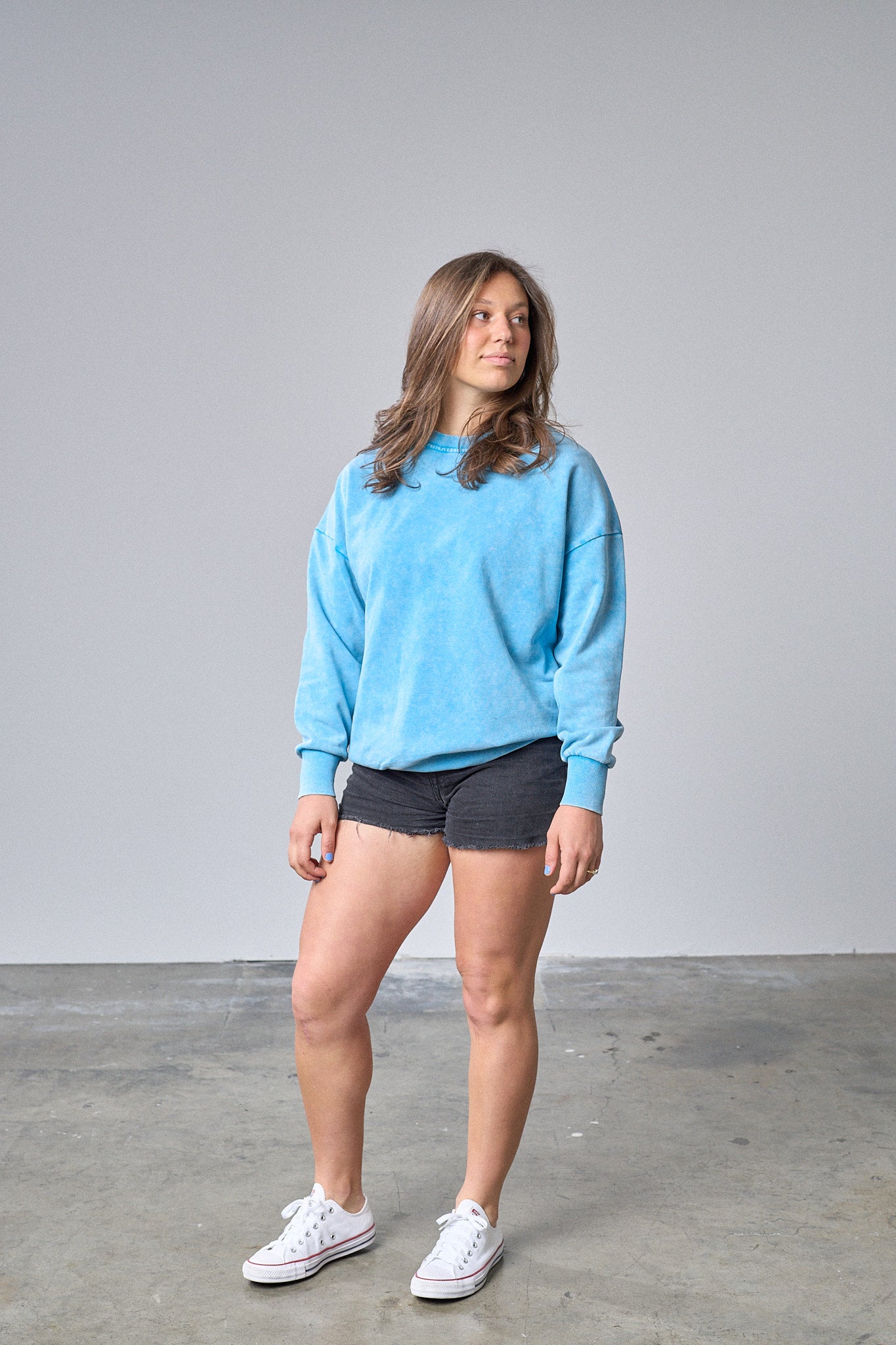 Premium Washed Cotton Crewneck Sweatshirt for Men & Women - Soft Electric Blue Pullover | Casual Comfort Wear for Everyday & Lounge