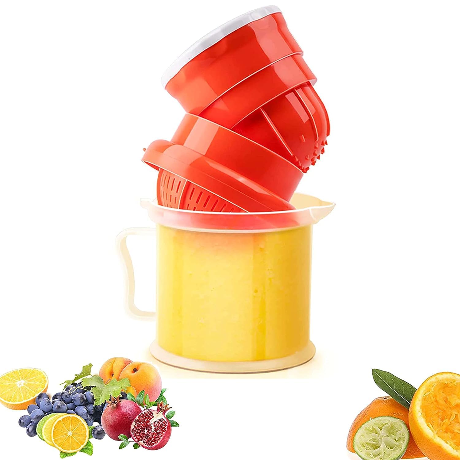 KBS Manual Juicer Squeezer - Mini Hand Press for Oranges, Lemons & Fruits - Durable Plastic Kitchen Tool for Fresh Juice at Home, Bars & Restaurants