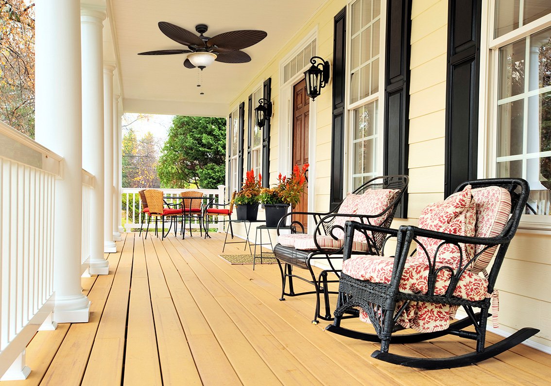 Honeywell 52 Inch Indoor/Outdoor Ceiling Fan with Light - Tropical Palm Leaf Blade Design, LED Lighting, Pull Chain Control, Dual Mount, ETL Damp Rated, Bronze Finish (Model 50202-01) - Perfect for Patio, Bedroom, Living Room and Tropical-Themed Spaces