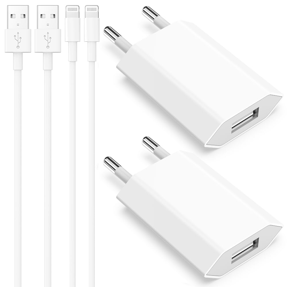 4-Pack iPhone Charger Cable 2M with 5W USB Adapter - Compatible with iPhone 14/13/12/11/X/8/7/6/SE & iPad - Fast Charging, Durable Braided Cables for Home, Office, Travel & Car Use