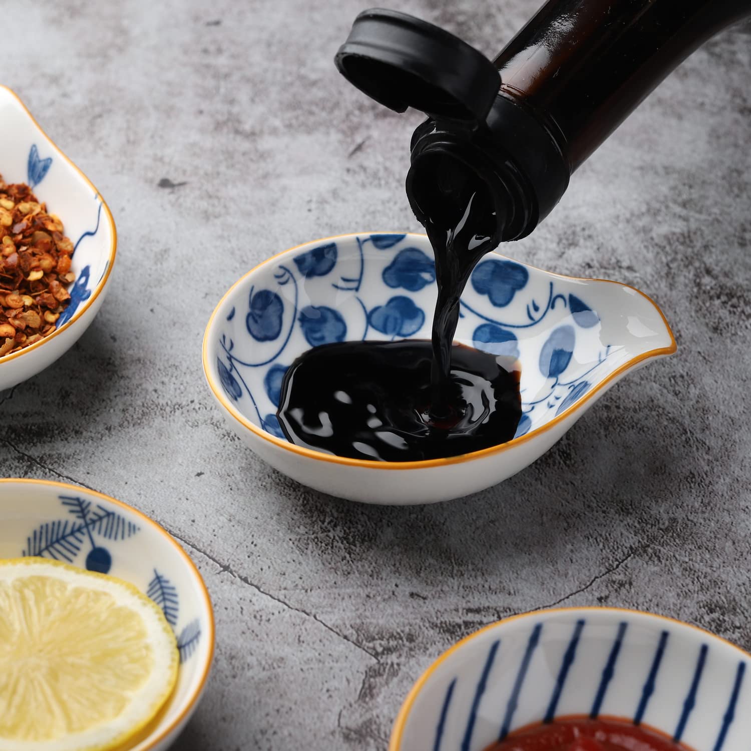 8-Piece Ceramic Dipping Sauce Bowls Set - Soy Sauce, Condiment & Seasoning Dishes for Sushi, Dumplings & Appetizers | Elegant Side Dishes for Asian Cuisine & Party Platters