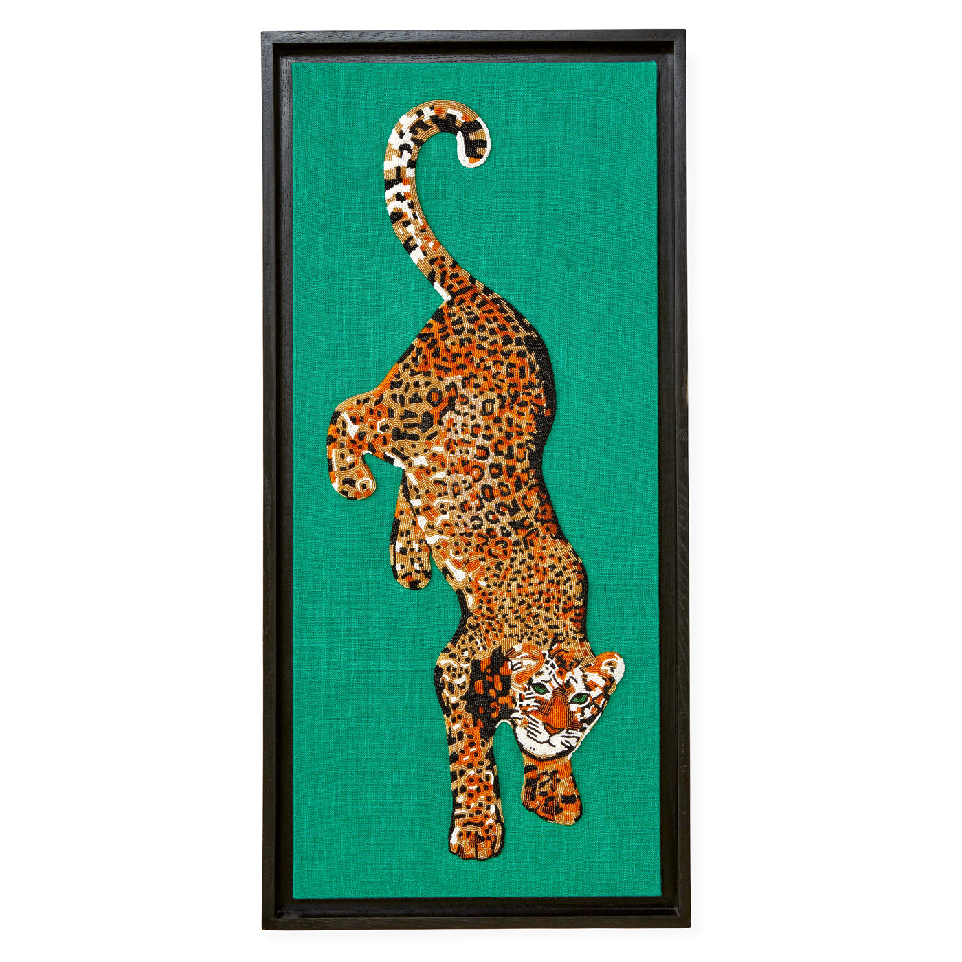 Leopard Beaded Wall Art - Handmade Bohemian Animal Decor for Living Room, Bedroom & Office - Unique Beaded Leopard Head Home Decor for Safari & Jungle Theme Interiors