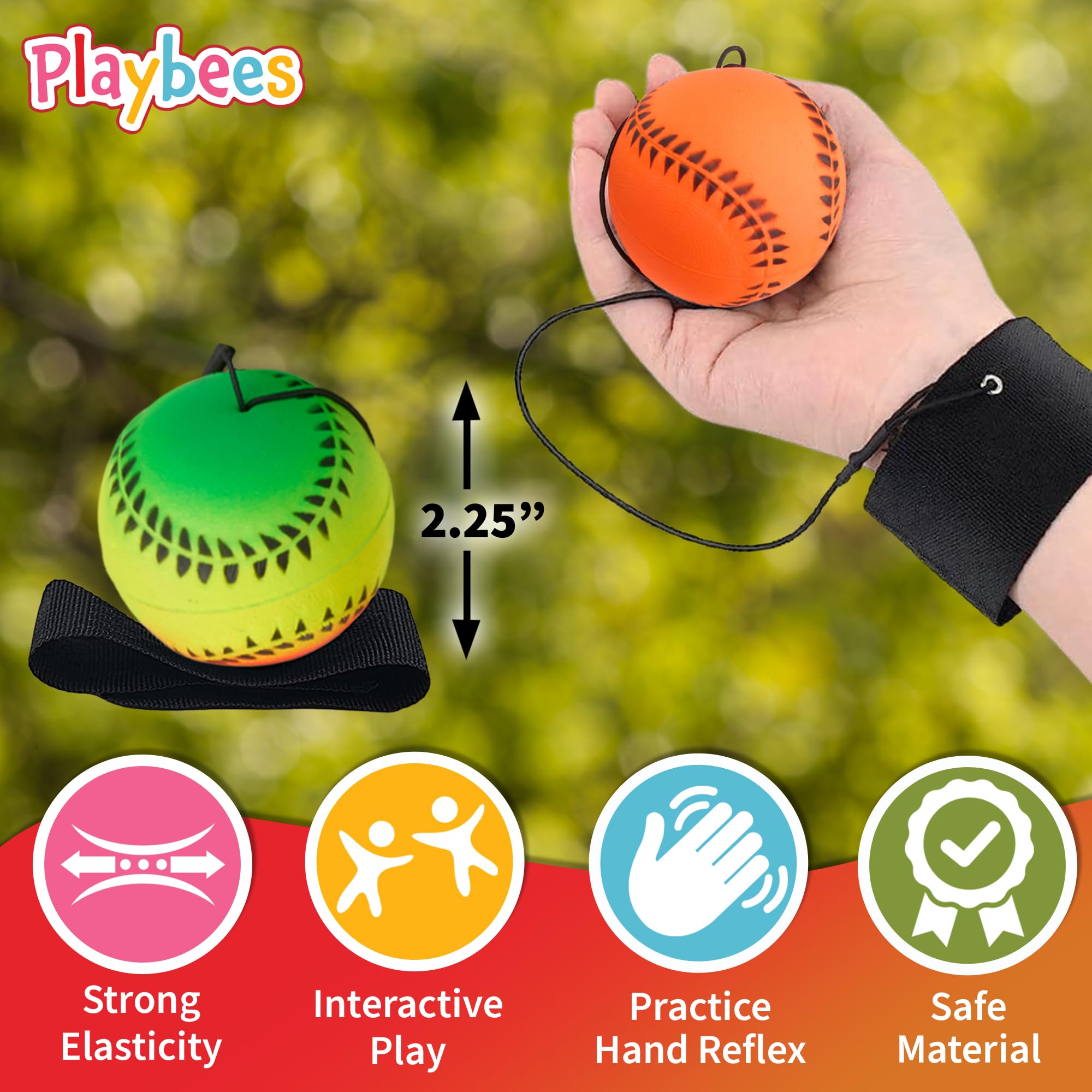 Neon Glow in the Dark Wrist Baseballs - 6 Pack Practice Balls for Kids Outdoor Sports | Baseball Training, Team Party Favors, Spring Season Gifts | Perfect for Night Games, Birthday Parties & Backyard Fun