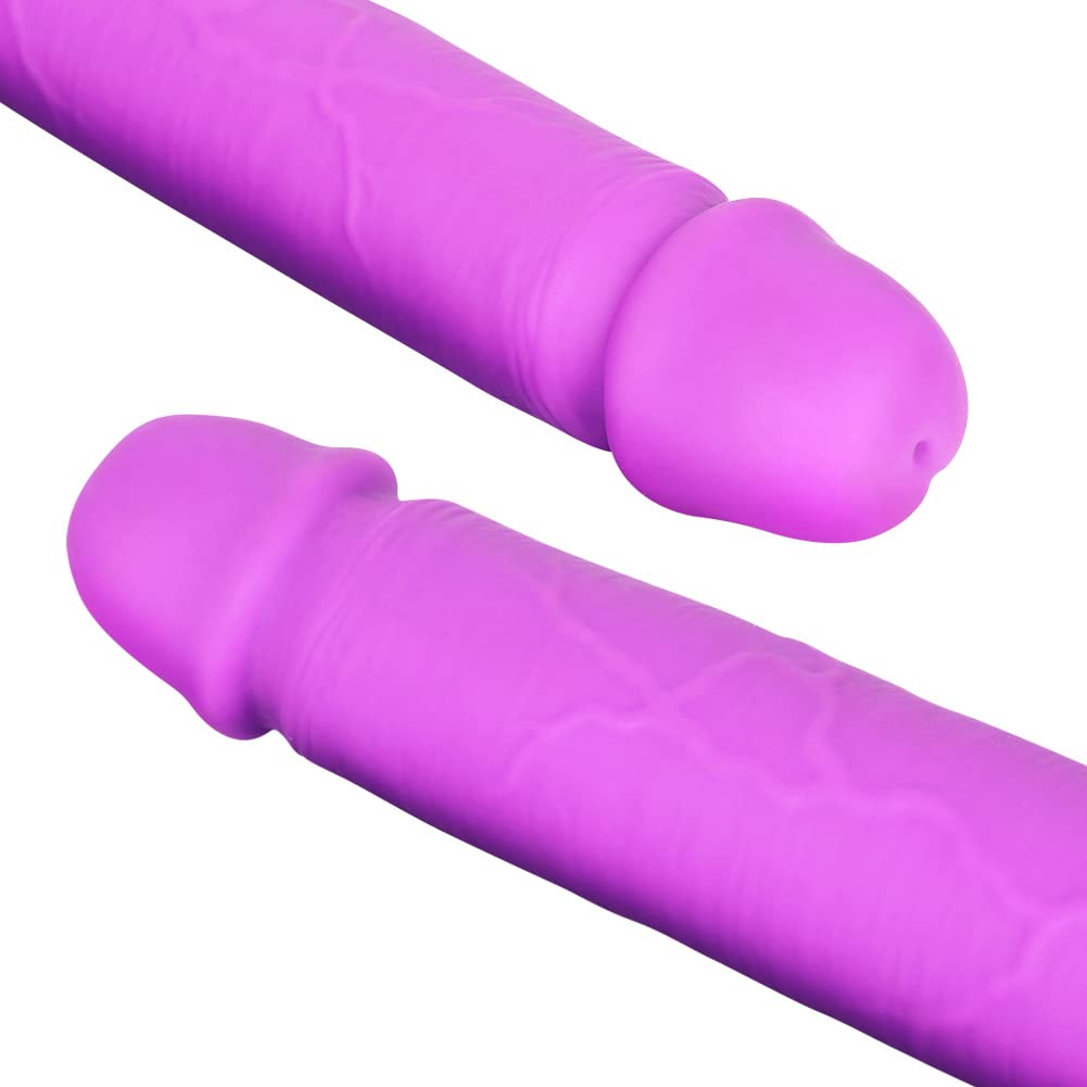 Realistic Double Ended Dildo - 10 Inch Silicone Dual Sided Sex Toy with Veins & Glans for Vaginal & Anal Play - Perfect for Couples, Lesbian & Gay Adults (Small, Purple) - Great for Spice Up Your Bedroom or BDSM Scenes