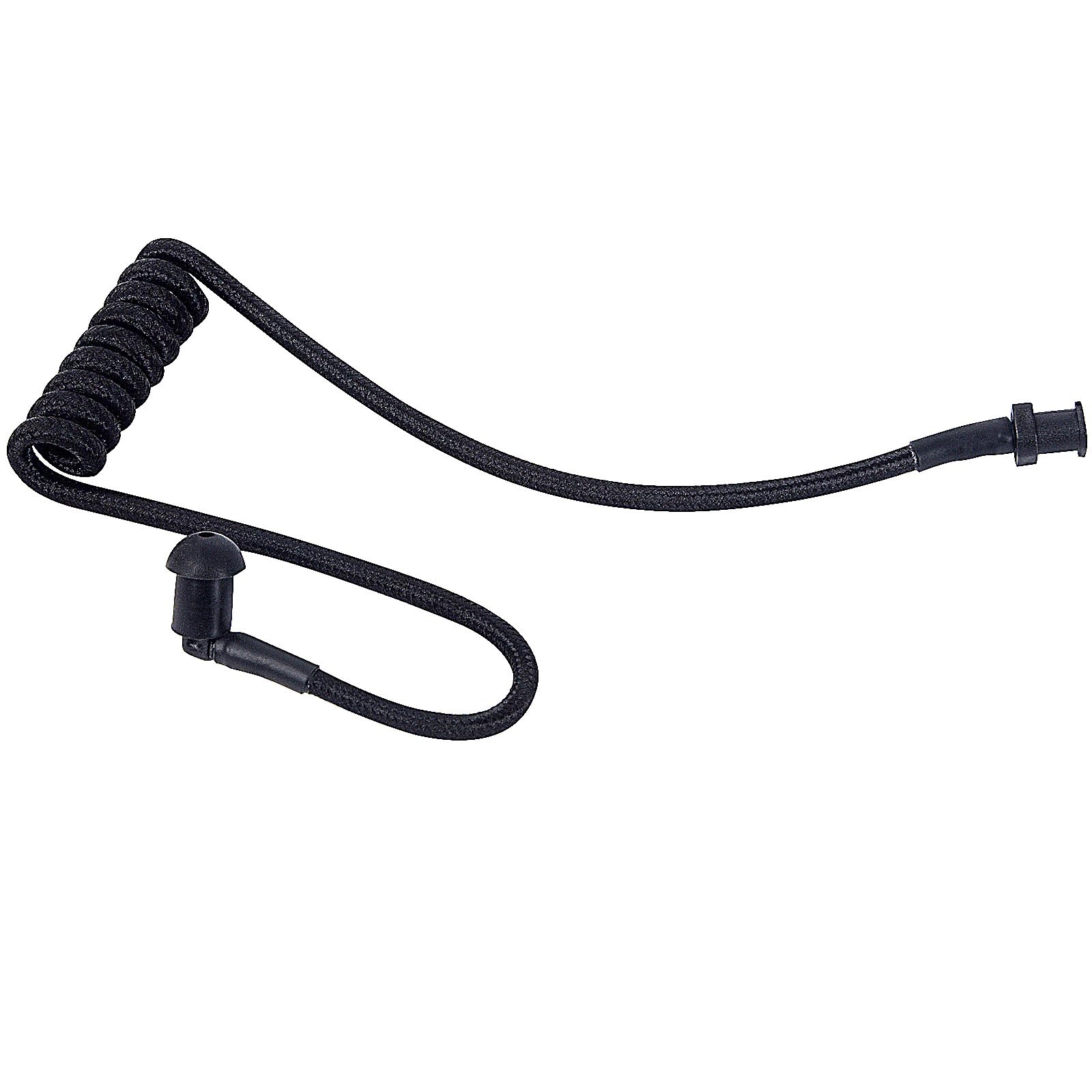 Braided Knit Woven Fabric Fiber Coil Tube Replacement for Walkie Talkie Radio Headset - Pure Black Wired Earpiece for Clear Communication in Security, Construction & Outdoor Activities
