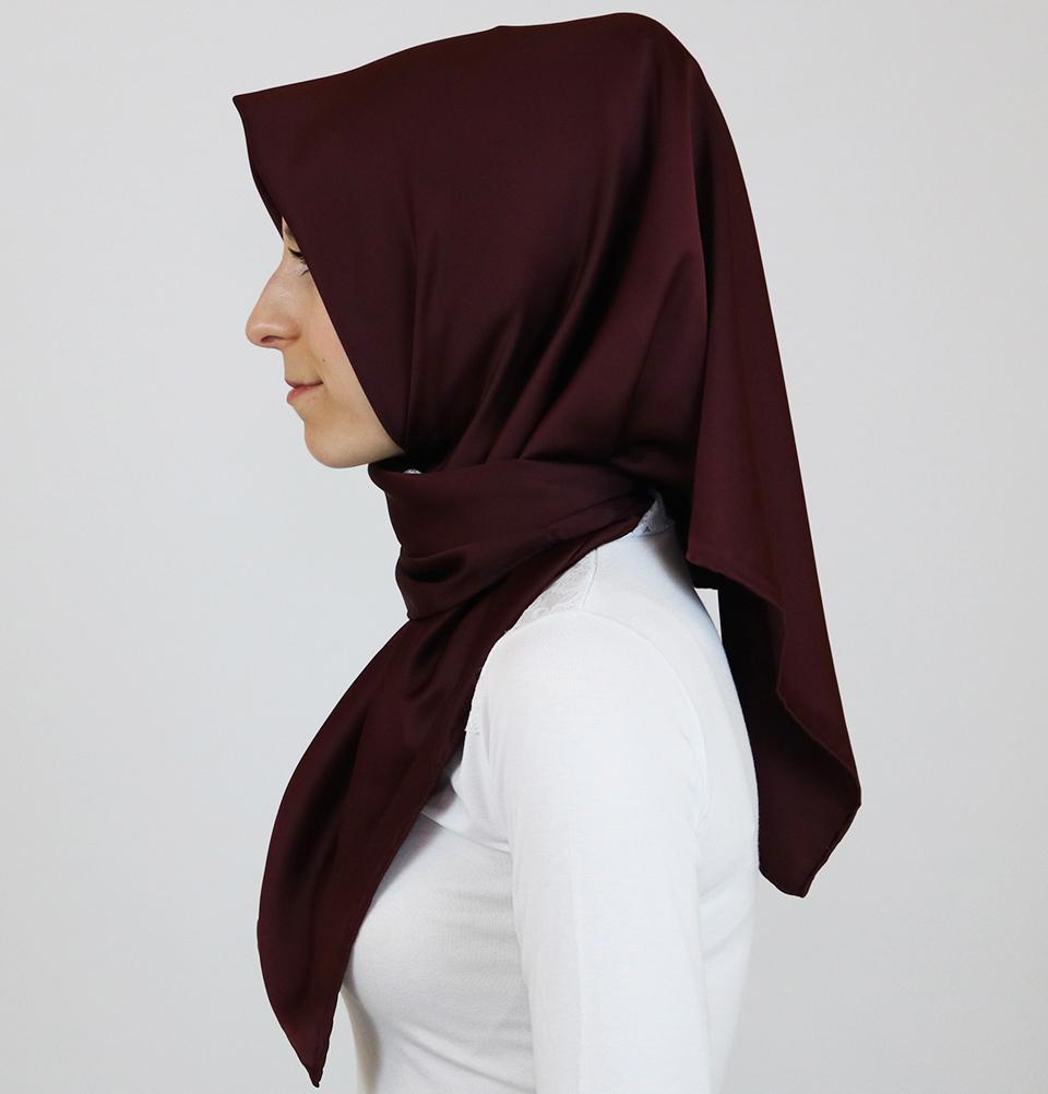 Aker Satin Square Hijab Scarf 6385 943 Maroon - Soft & Breathable Muslim Headscarf for Women, Perfect for Daily Wear, Prayer, and Special Occasions