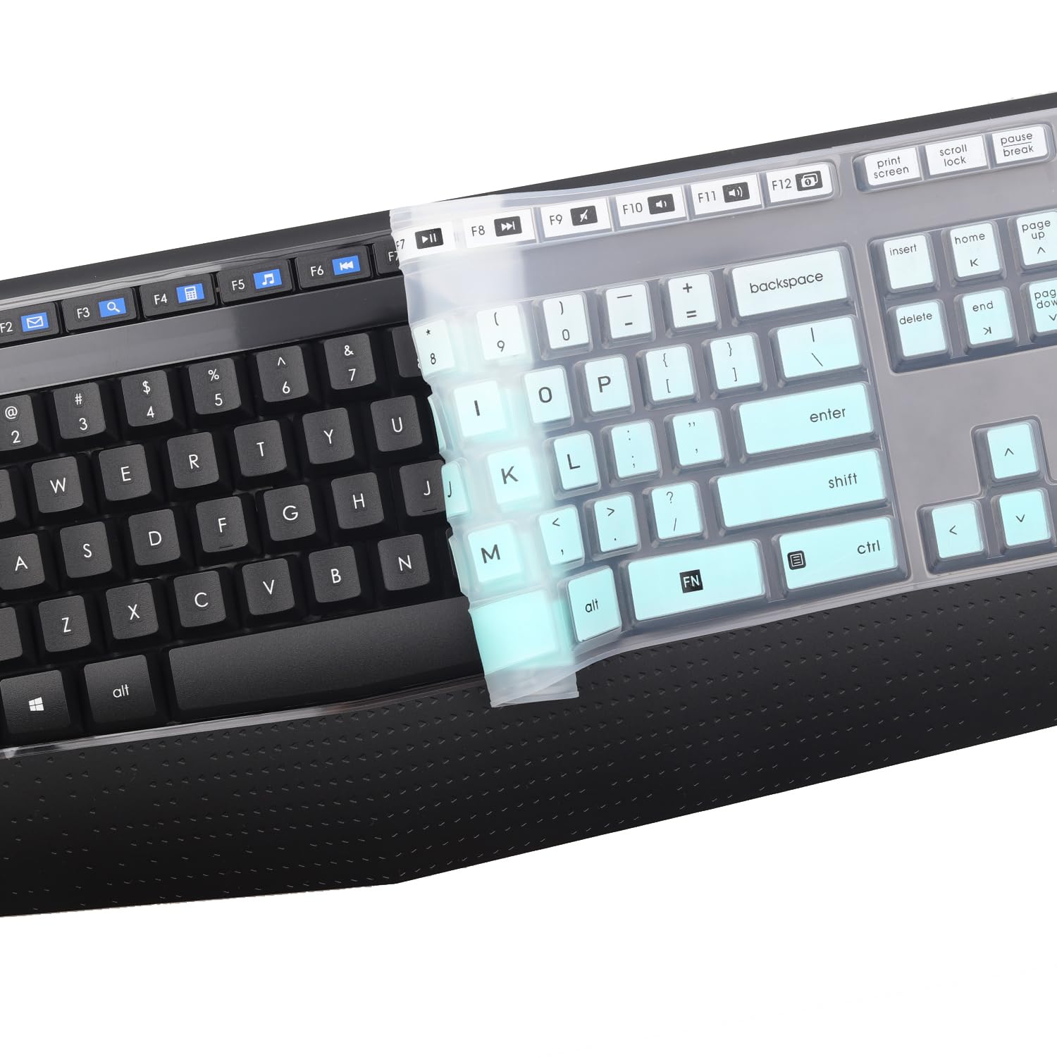 Logitech MK345 Keyboard Cover - Ultra Thin Silicone Protector for Wireless Keyboard - Ombre Mint for Home & Office Use
