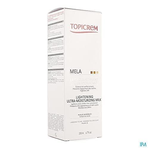 Topicrem MELA Lightening Ultra-Moisturizing Milk 200ml - Brightening & Hydrating Face & Body Lotion for Dark Spots & Uneven Skin Tone - Perfect for Daily Skincare Routine & Post-Sun Care