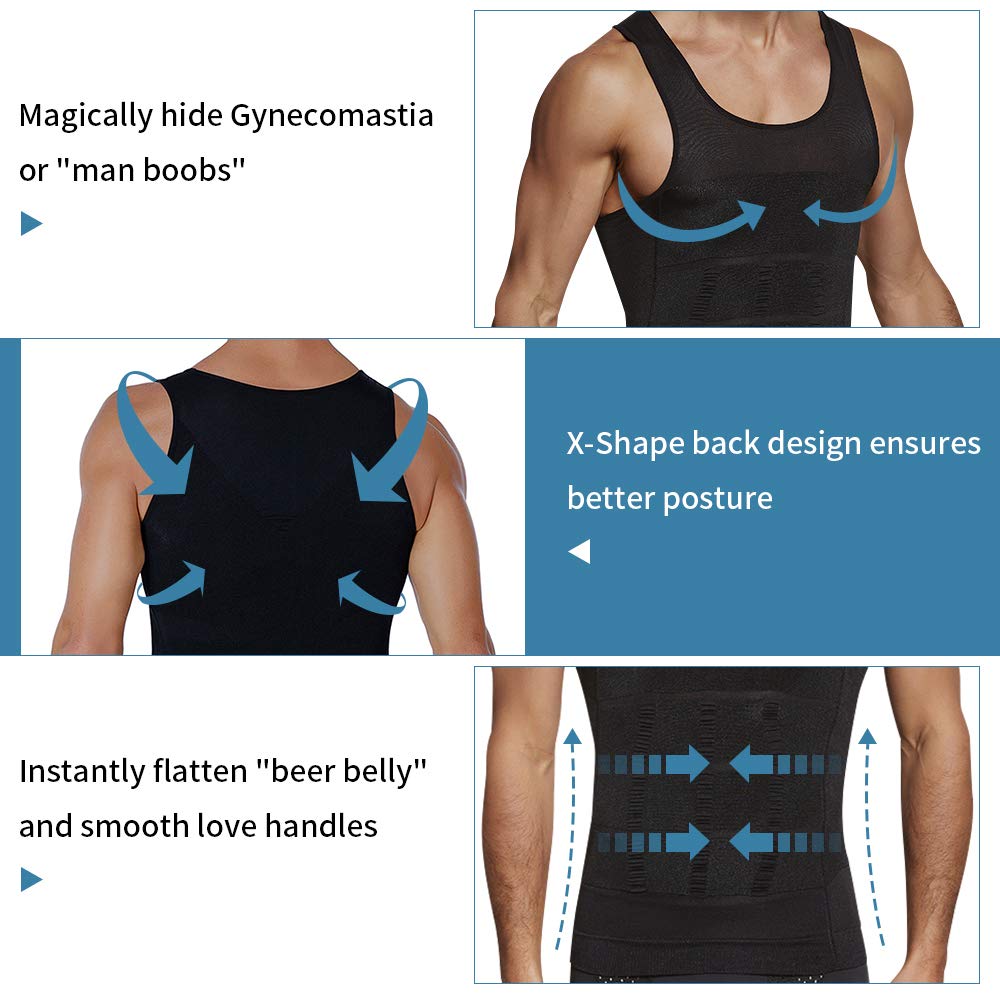 Men's Slimming Compression Shirts with Zipper - Body Shaper Shapewear for Workout, Gym & Everyday Wear