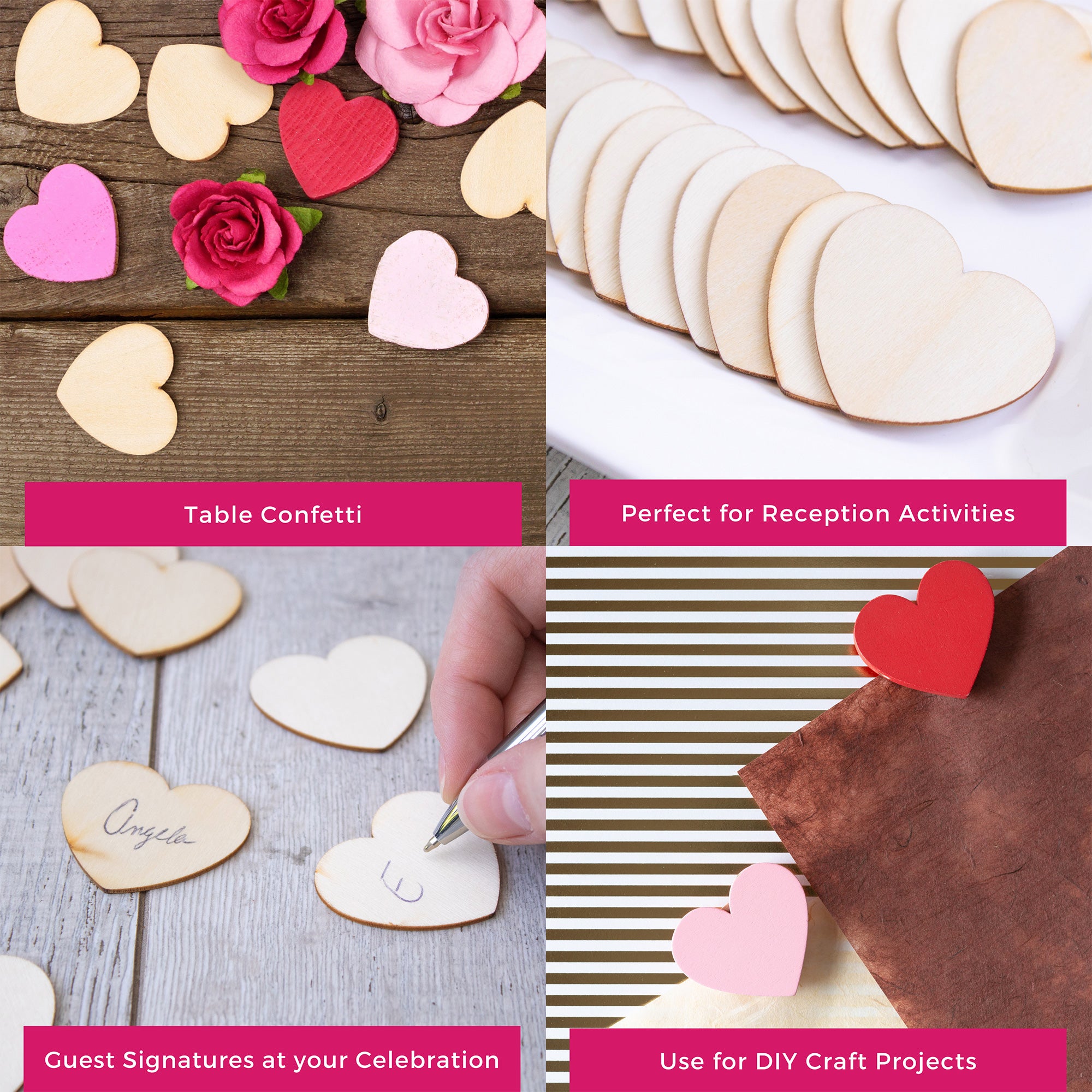 75 Wooden Hearts for Wedding Guest Book Alternative - Rustic DIY Wedding Decor, Anniversary & Bridal Shower Keepsake - Perfect for Signing, Scrapbooking & Photo Displays