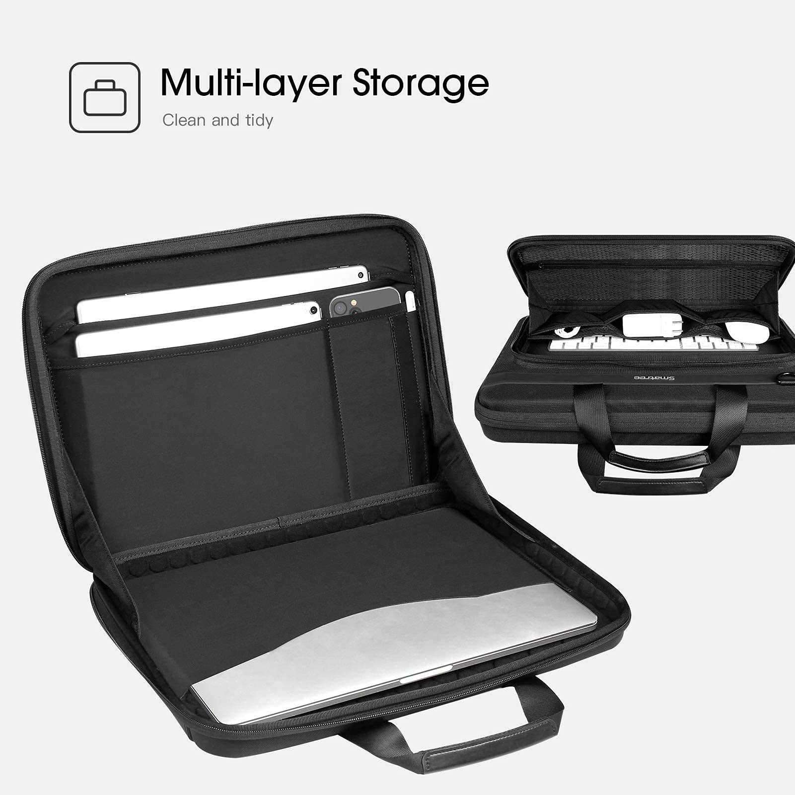 Smatree 14-15.6 Inch Laptop Shoulder Briefcase Bag for MacBook Pro 16 Inch | Hard Shell Protective Sleeve Case Compatible with 2019 2018 MacBook Pro 15.4 Inch | Perfect for Business Travel, Work Commute & College Use