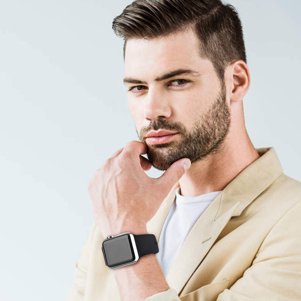 ATUP Soft Silicone Replacement Band for Apple Watch Series 1/2/3/4/5/SE/6/7/8 - Compatible with 38mm/40mm/41mm/42mm/44mm/45mm - Breathable Sport Strap for Men & Women (Black, Gray, White) - Perfect for Workouts, Running & Daily Wear