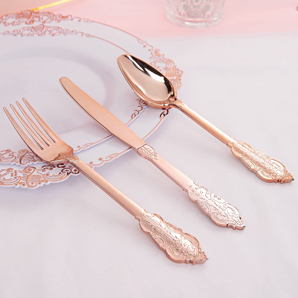 Liacere 60-Pack Rose Gold Plastic Plates Set - 30PCS 10.25