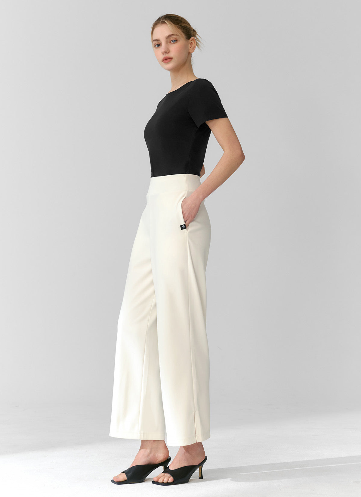 Free Motion Slit Wide Leg Pants for Women - Stretchy High Waist Palazzo Trousers for Yoga, Lounge & Casual Wear