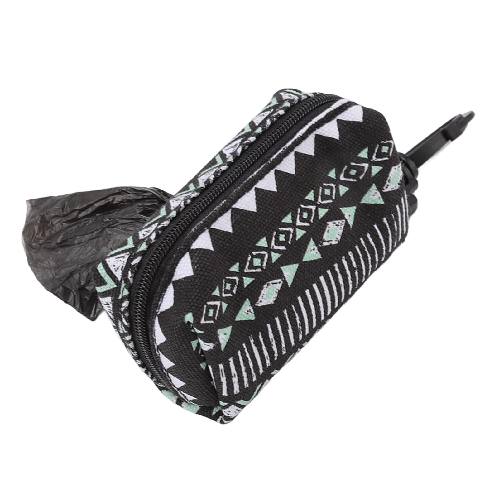 Eulbevoli Dog Poop Bag Holder - Durable Canvas Dispenser with Buckle, Portable & Lightweight for Walking Dogs (Black/Green) | Perfect for Outdoor Adventures, Park Visits & Daily Dog Walks