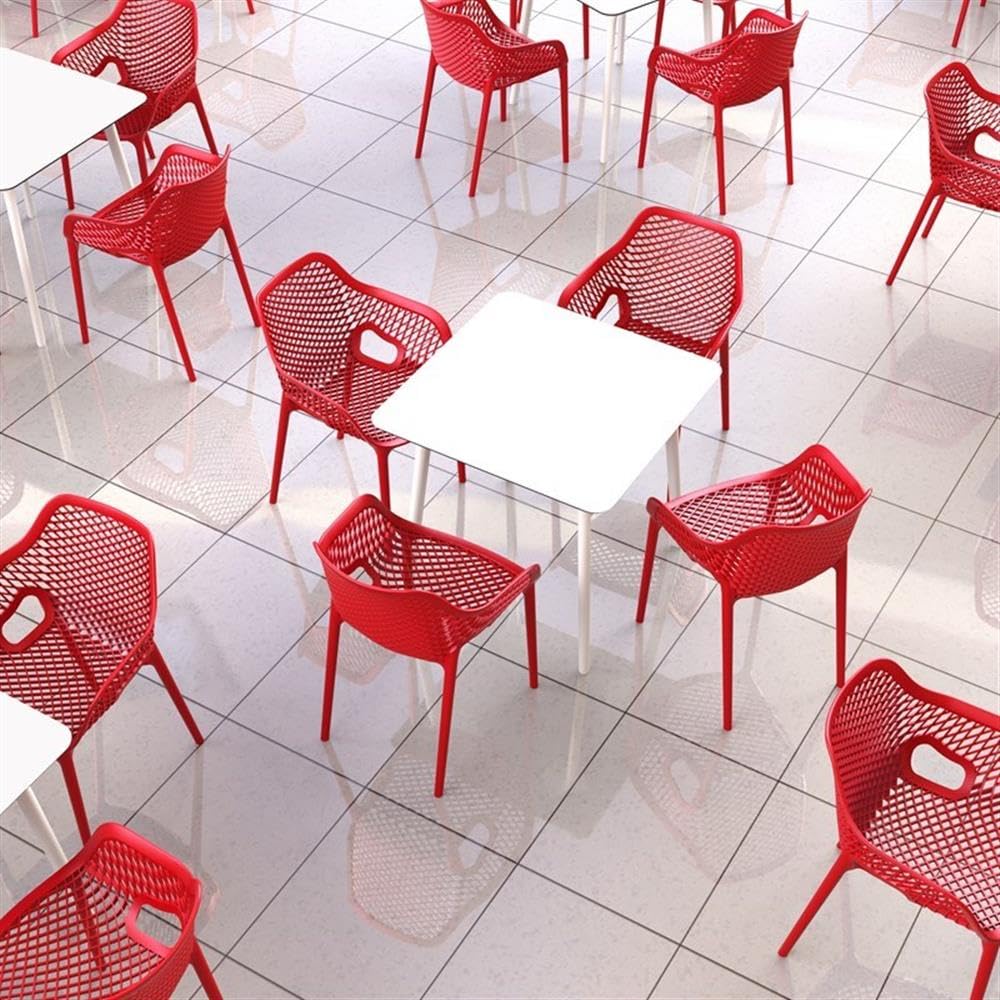 Compamia Air XL Outdoor Patio Dining Arm Chair - Weather-Resistant Red Plastic Chairs (Set of 2) for Backyard, Garden, Poolside & Restaurant Use