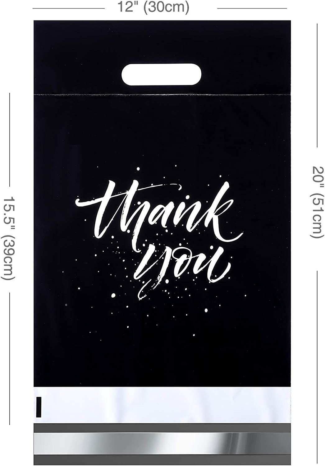 12x15.5 Inch Black Poly Mailer Self Sealing Shipping Bags with Handle - Waterproof Mailing Envelopes for Ecommerce, Clothing, Books & Packages (12 Pack) - Perfect for Online Sellers, Small Businesses & Home Shipping