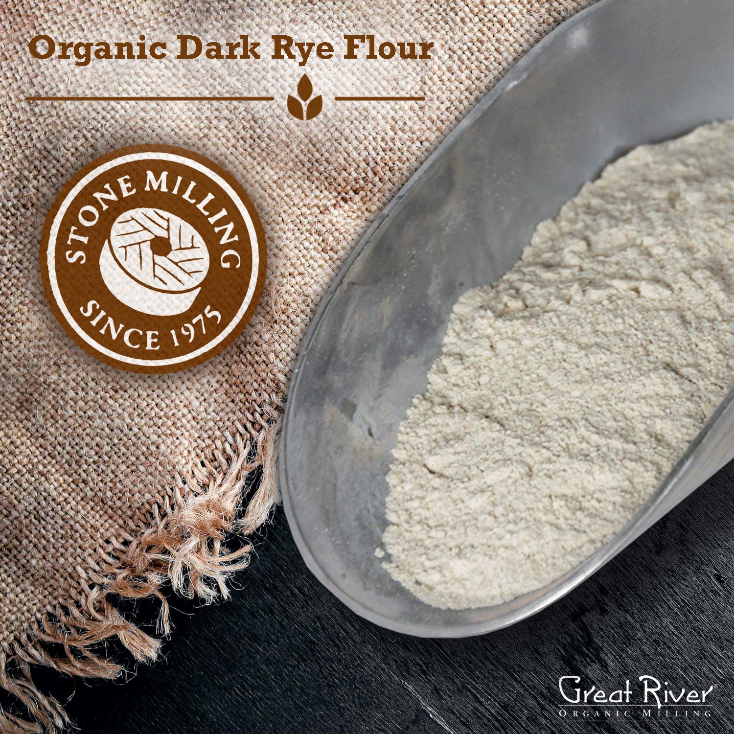 Organic Whole Wheat Bread Flour & Dark Rye Flour - Stone Ground, Non-GMO, 25-Pounds (Pack of 1) by Great River Organic Milling - Perfect for Homemade Bread, Artisan Baking & Healthy Recipes