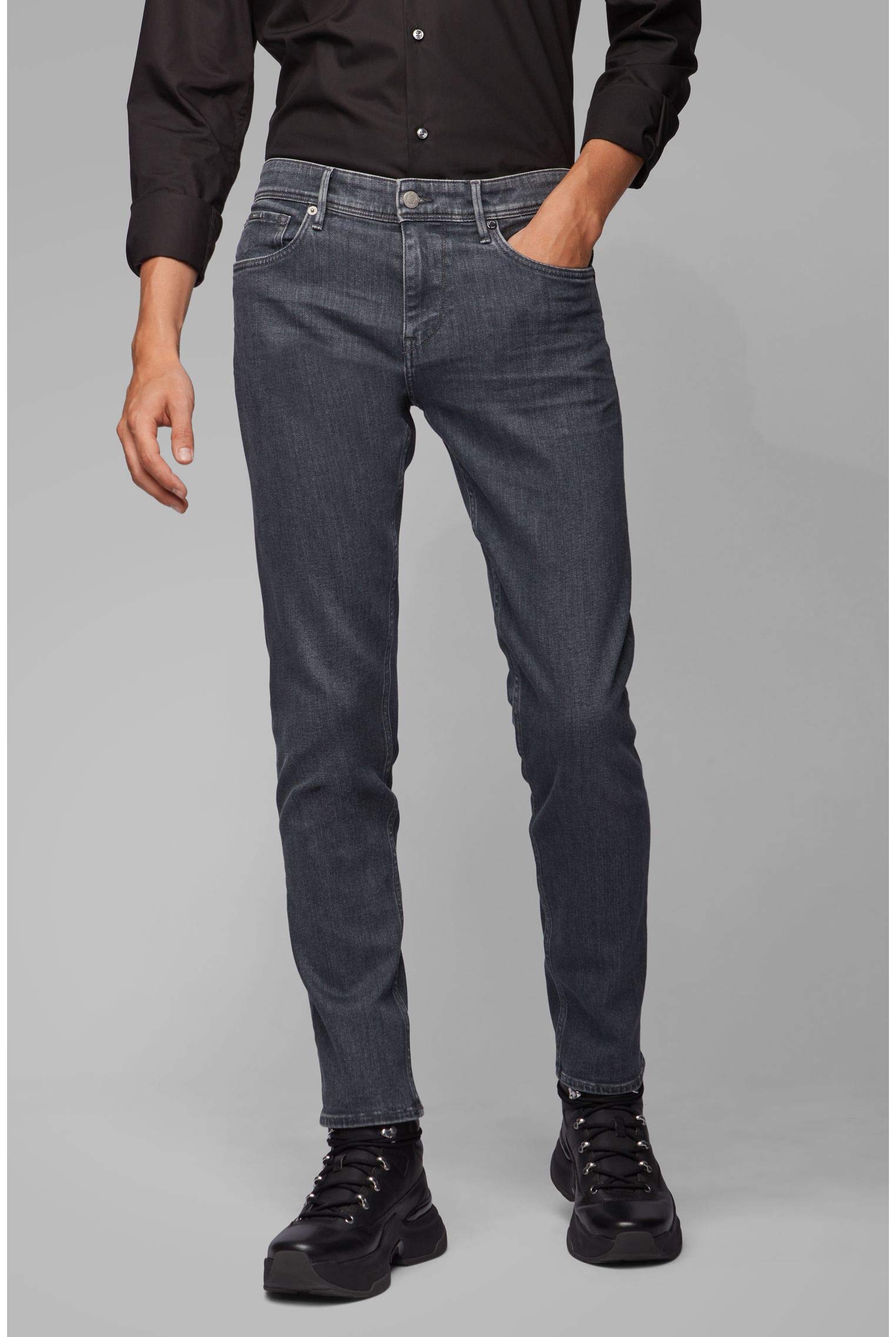 Hugo Boss Charlestone4 Extra Slim Fit Dark Grey Jeans for Men | Premium Denim Pants | Perfect for Business Casual & Night Out
