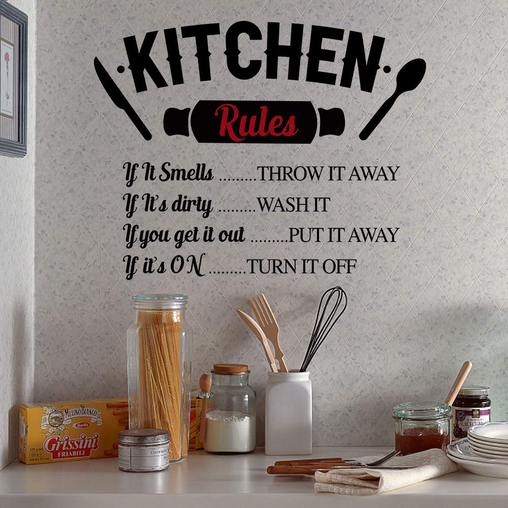 Funny Kitchen Rules Wall Decal - Removable Vinyl Sticker for Home Decor (11.8