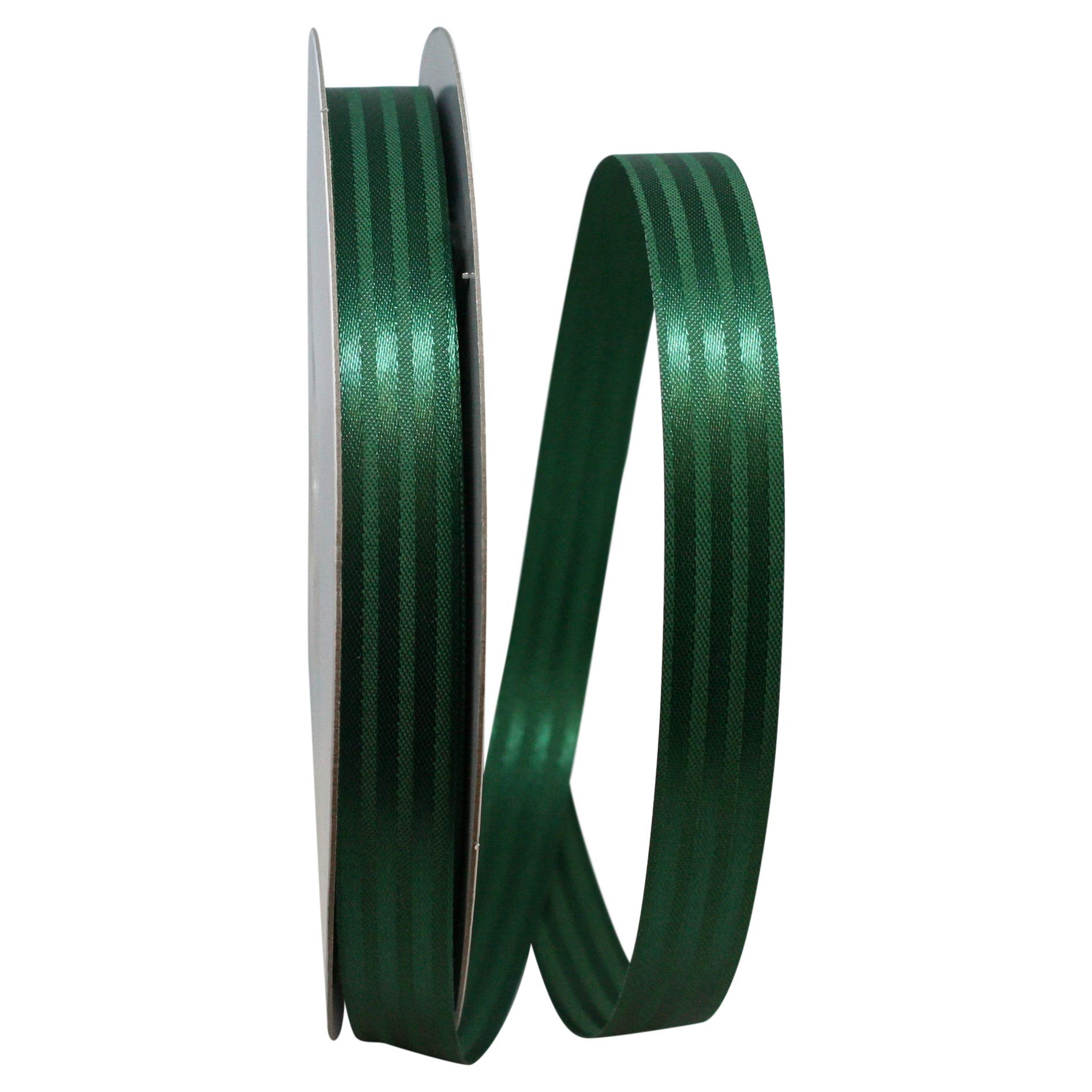 Reliant Ribbon Tux Stripe Ribbon - 5/8 Inch x 100 Yards, Hunter Green - Perfect for Gift Wrapping, Crafts, and Wedding Decorations