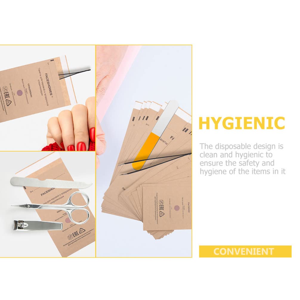 30PCS Self-Sealing Sterilization Pouches - Disposable Kraft Paper Bags for Nail Art Tools, Dental Instruments & Beauty Supplies | Perfect for Salon, Clinic & Home Use