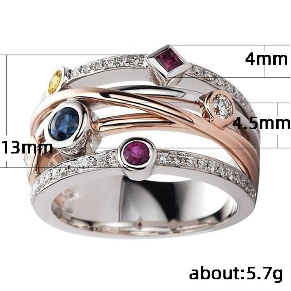 925 Sterling Silver Full Diamond Cross Ring for Women - Colorful Cubic Zirconia Geometric Gemstone Eternity Band, Shiny Multi Row Engagement Wedding Ring | Perfect for Valentine's Day, Anniversary Gifts & Everyday Fashion Jewelry