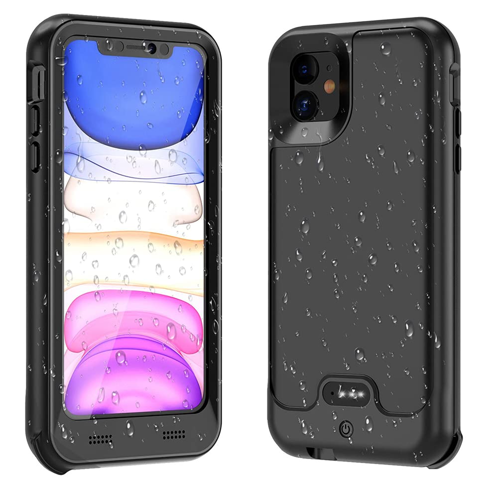 Qi Wireless Charging Case for iPhone 11 - 3600mAh Battery with Built-in Screen Protector | Shockproof, Dustproof & Rugged Full-Body Protection | Perfect for Outdoor Activities, Travel & Daily Use (6.1-Inch)