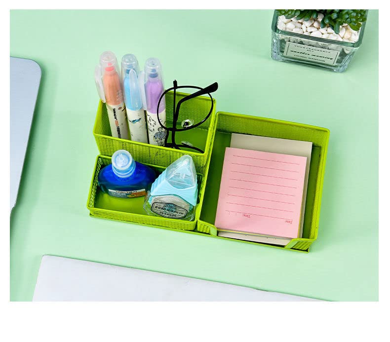 Premium GREEN Metal Mesh 3-Tier Desk Organizer - Pencil Holder, Pen & Office Supplies Storage - Perfect for Home Office, School & Workspace Organization