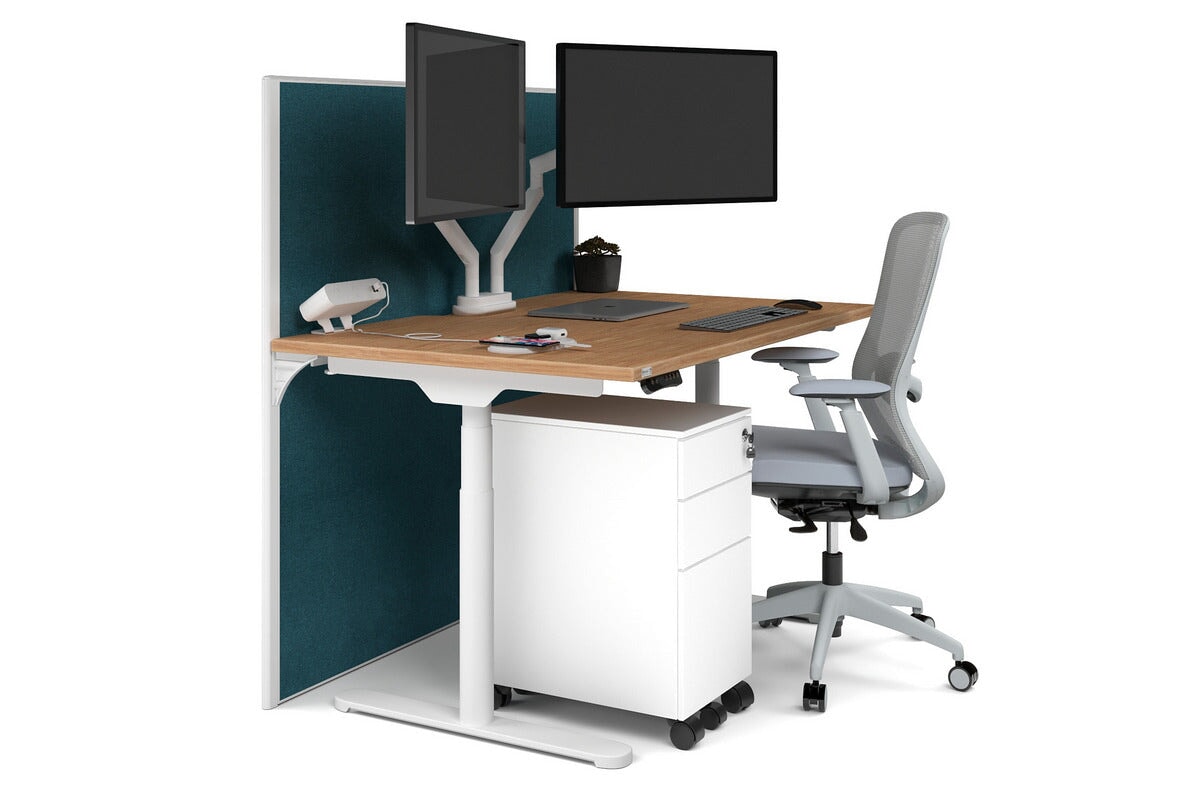 Flexi Premium Height Adjustable Single Workstation Desk - 1400L x 800W with Cable Management - Ergonomic Standing Desk for Home Office & Workspace