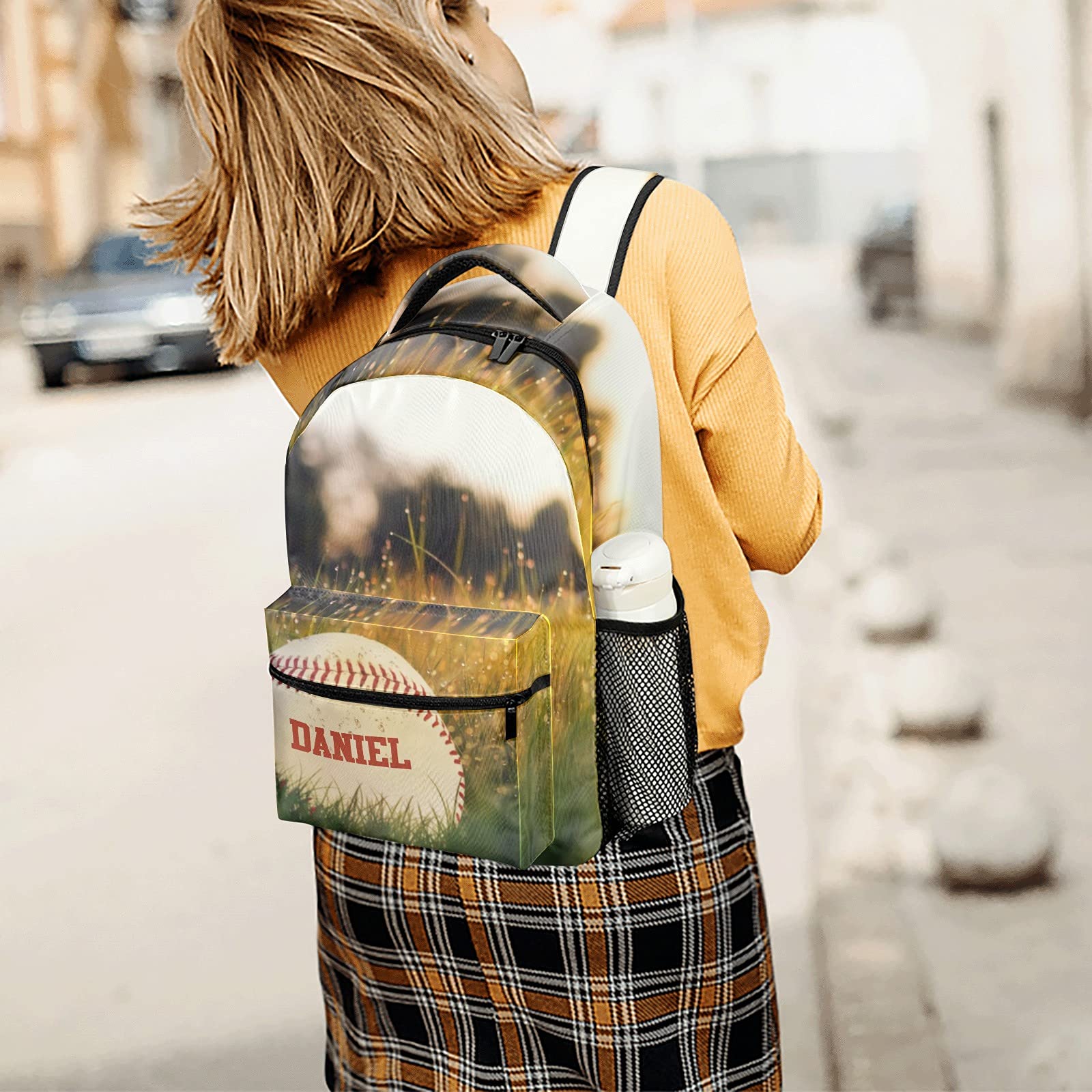 Personalized Baseball in the Grass School Backpack for Kids & Teens - Custom Travel Backpack Bookbag for Boys & Girls | Perfect for School, Travel & Sports Activities