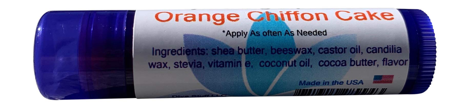 Diva Stuff Best Formula Fun Flavored Lip Balm - Orange Chiffon Cake Flavor | Ultra Soft & Moisturizing | Perfect for Dry Lips, Daily Hydration & On-the-Go Care