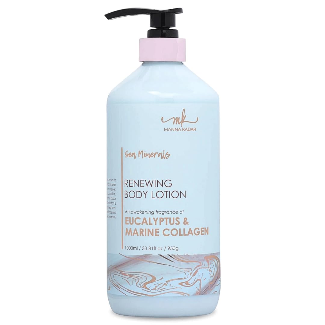 Manna Kadar Beauty Dead Sea Minerals Renewing Body Lotion with Eucalyptus & Marine Collagen - Deep Moisturizing, Non-Greasy Formula for Smooth, Rejuvenated Skin | Soothes Dry Skin | Perfect for Daily Hydration & Post-Shower Care