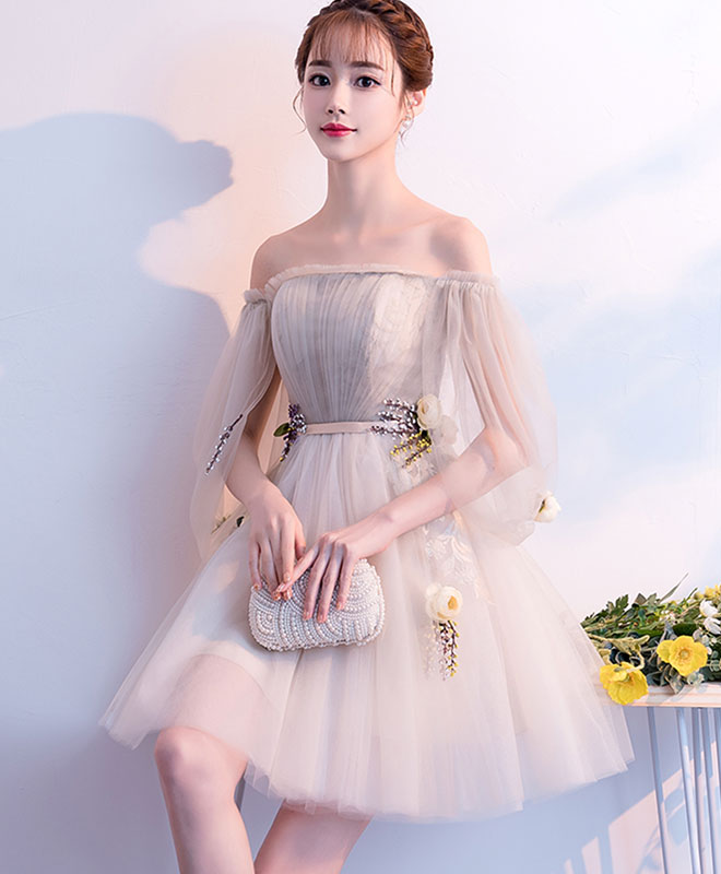 Light Champagne Tulle Short Prom Dress - Elegant Homecoming Party Gown for Teens, Sweet 16, Quinceañera & Formal Events | Perfect for Dances, Graduations & Special Occasions