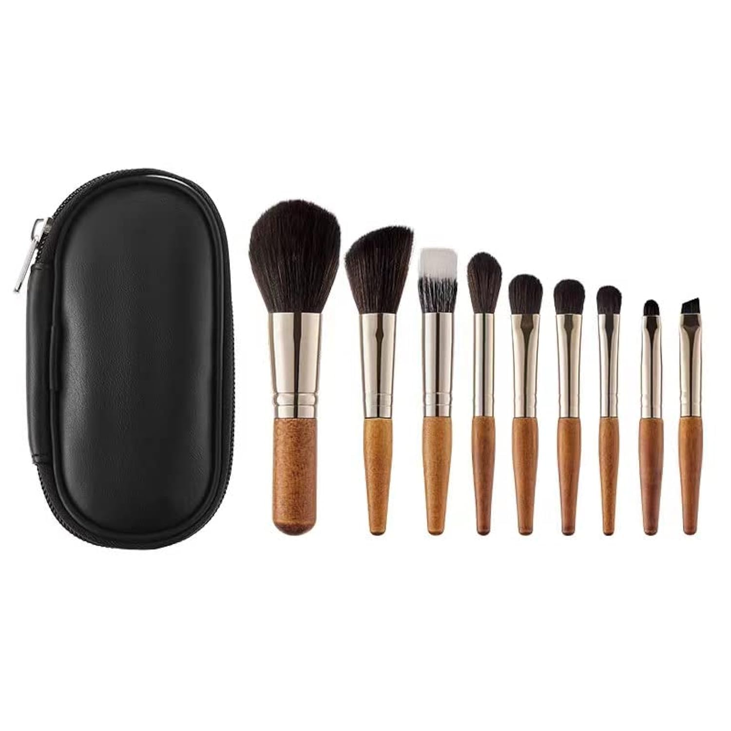 Unaone 9 Piece Professional Makeup Brush Set with PU Travel Case - Eyeshadow, Powder, Foundation & Blush Cosmetic Brushes for On-the-Go Beauty | Perfect for Travel, Home Makeup & Professional Use