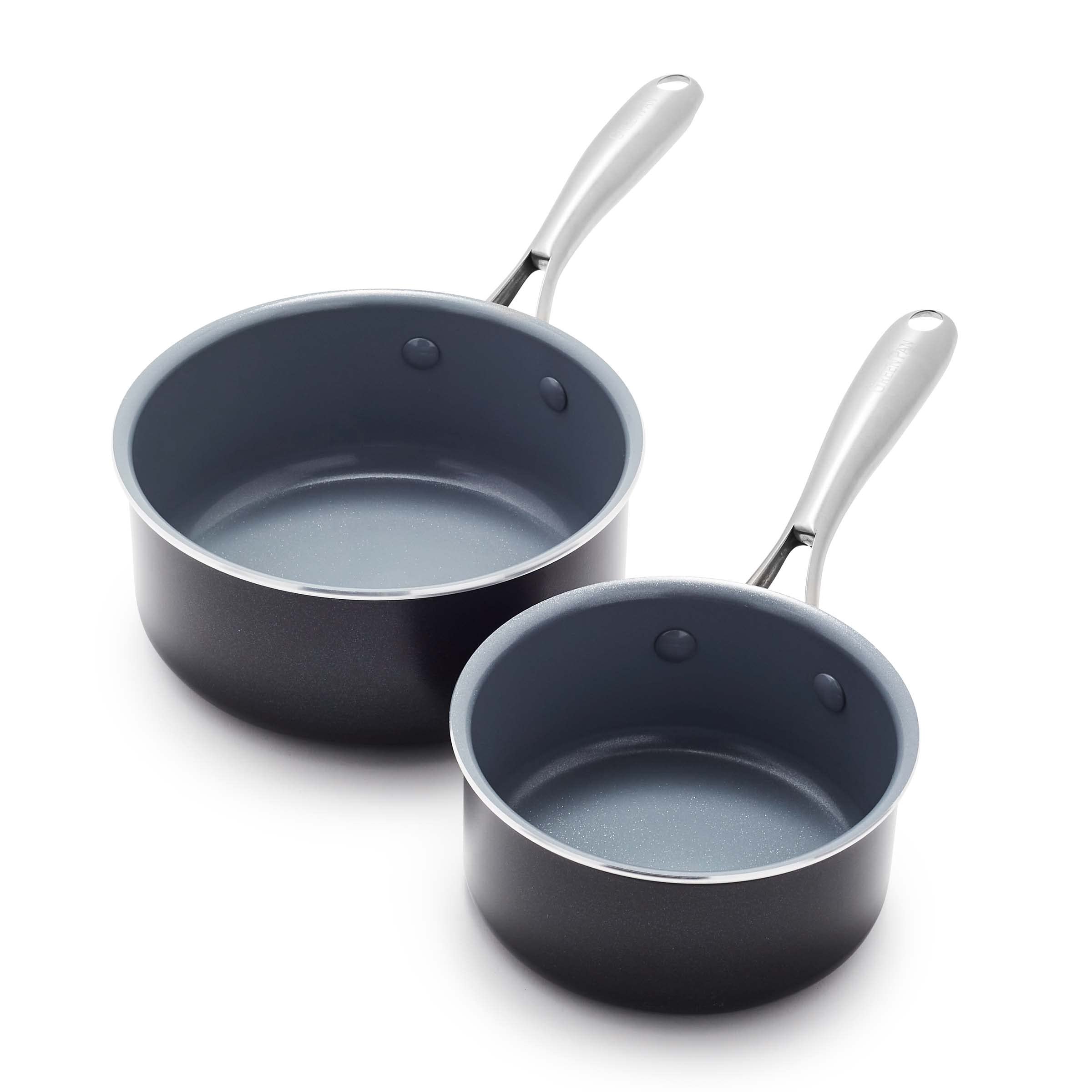 GreenPan Swift Healthy Ceramic Nonstick Saucepan Set (1QT & 2QT) - PFAS-Free, Dishwasher & Oven Safe with Stainless Steel Handle - Perfect for Healthy Cooking, Sauces & Small Meals