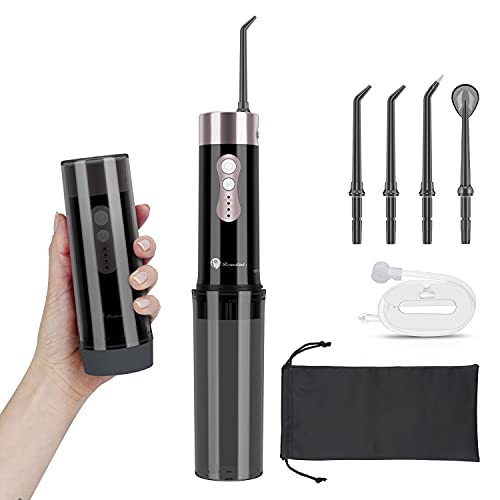 Rechargeable Cordless Water Flosser for Teeth - Portable Oral Irrigator with 5 Jet Tips, DIY Mode & IPX7 Waterproof - Includes 1 Silicone Extension Tube - Perfect for Travel, Home & Dental Care Routine