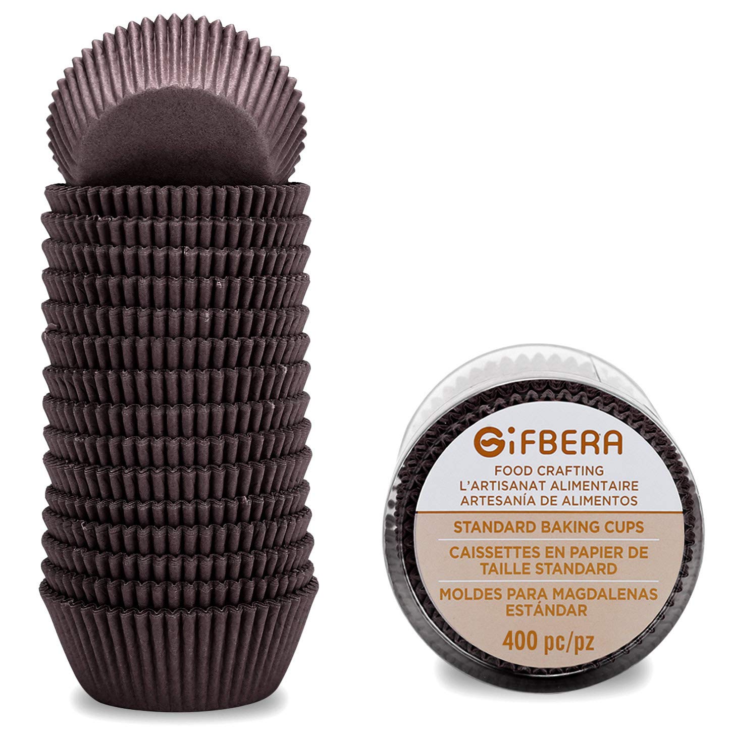 Gifbera 400-Count Brown Standard Cupcake Liners - Swedish Paper Baking Cups for Coffee, Halloween & Christmas Parties - Perfect for Muffins, Desserts & Party Decorations