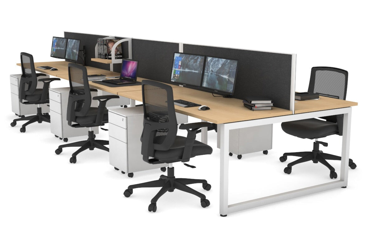 Quadro Loop Legs 6-Person Office Workstation Desk [1800L x 700W] - Modern Collaborative Workspace Solution for Team Projects & Open Office Layouts