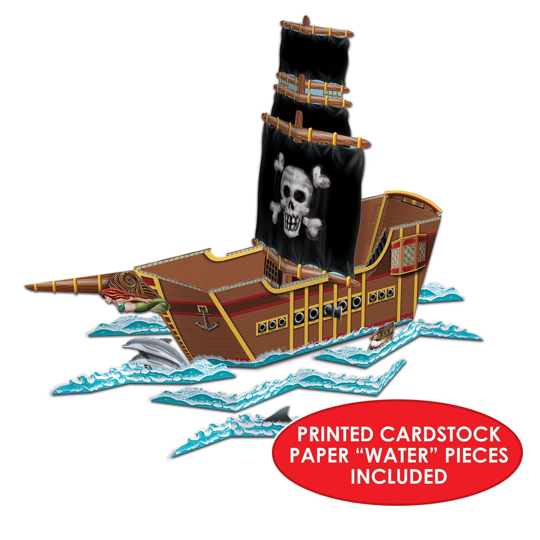 12 Pack Beistle 3D Pirate Ship Party Decorations - Perfect for Pirate Themed Birthday Parties, Baby Showers & Halloween Decor