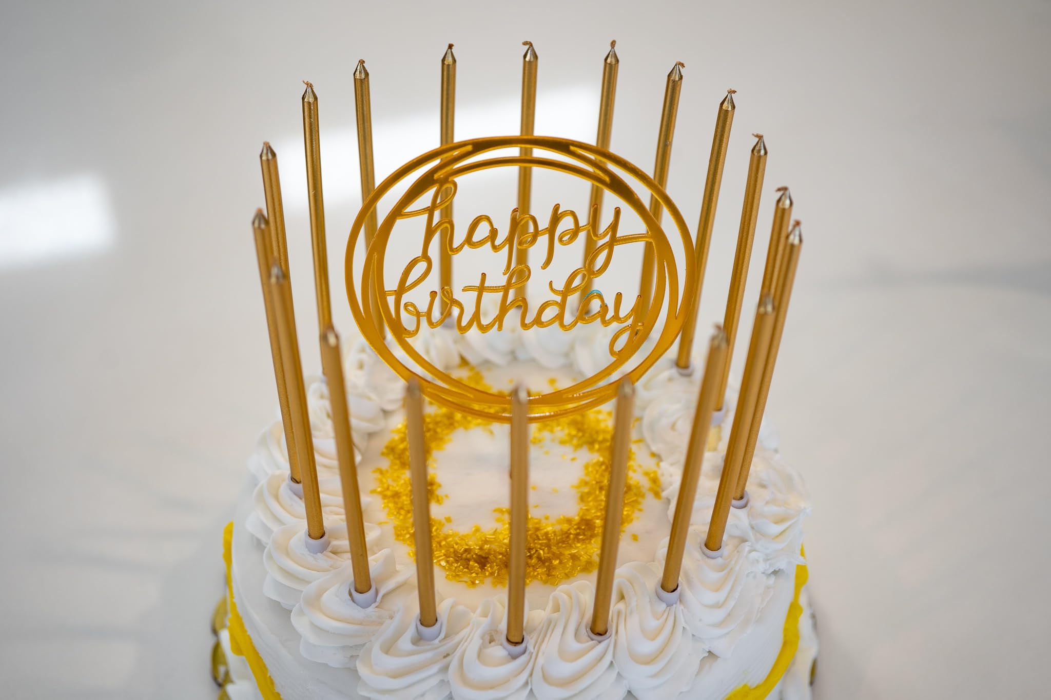 24-Pack Tall Thin Metallic Gold Birthday Candles with Holders & Matching Cake Topper - Slow Burning for Custom Cakes, Cupcakes & Special Occasions | Elegant Party Decor by Dream VZN